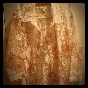 Semi sheer button down blouse